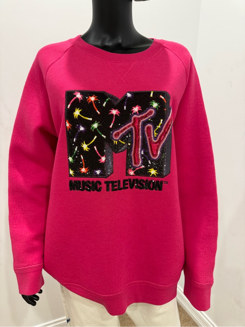 Marc Jacobs x MTV Resort Runway Sequin Wool Oversized Sweatshirt XS NEW